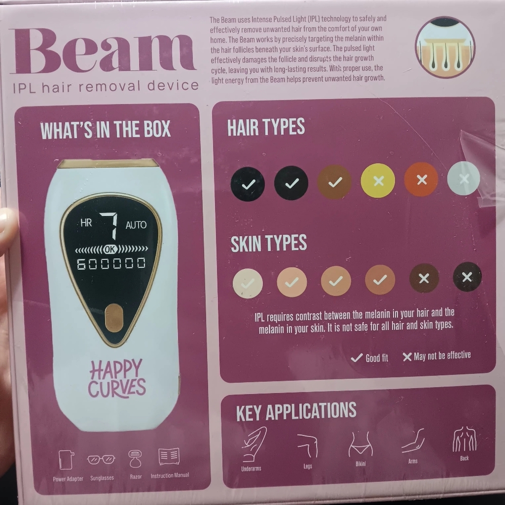 HAPPY CURVES BEAM SEALED!! IPL LASER HAIR REMOVAL KIT NEW!